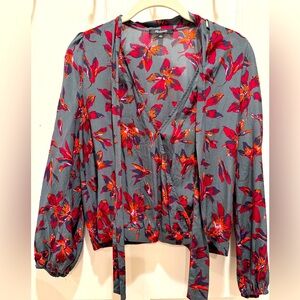 Madewell Silk Tie Neck Wrap Top